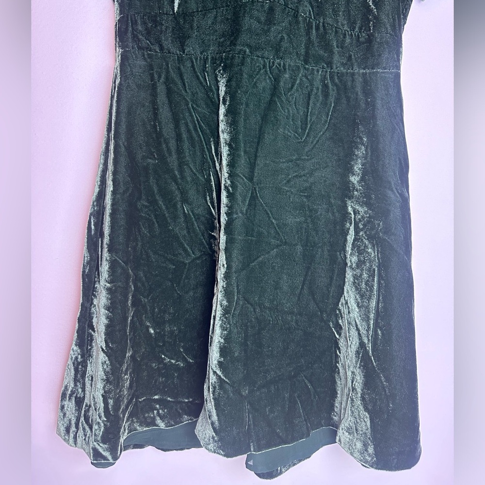 Madewell Dark Green Velvet Mini Dress - Picture 4 of 11